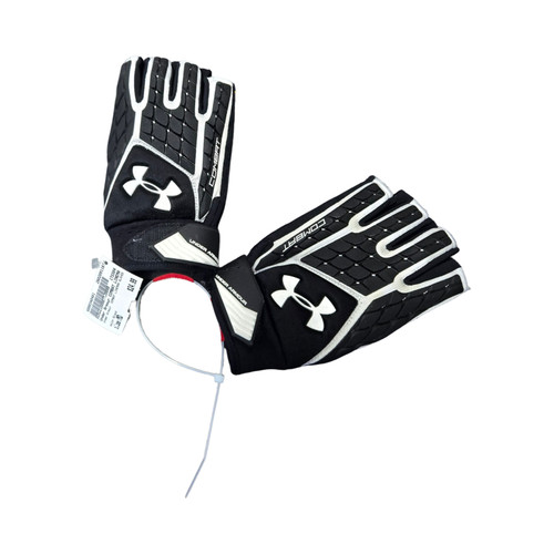 Vist Large View of Product Image Which is Used Under Armour COMBAT LINEMAN GLOVES FB Gloves Black MD
