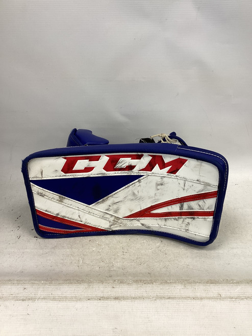 Vist Large View of Product Image Which is Used CCM PREMIER II Senior Goalie Blocker White/Royal/Red