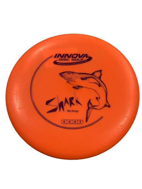Vist Large View of Product Image Which is Used Innova DX SHARK Disc Golf Mid Range Orange