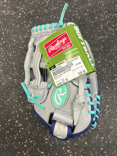 Vist Large View of Product Image Which is Used Rawlings WFP12GM BB/SB Glove RH Throw Grey 12"