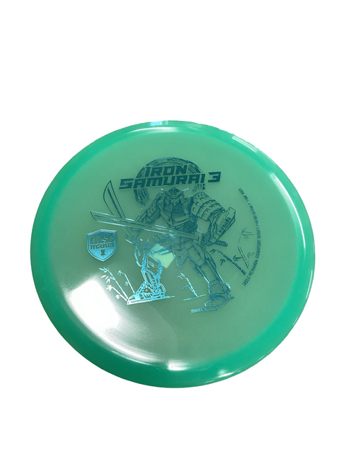 Vist Large View of Product Image Which is Used Discmania IRON SAMURAI 3 Disc Golf Mid Range Green 179g