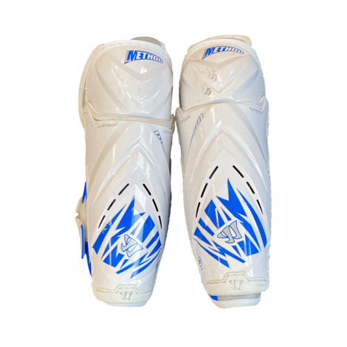 Vist Large View of Product Image Which is Used Warrior METHOD Senior Shin Guards White 12"