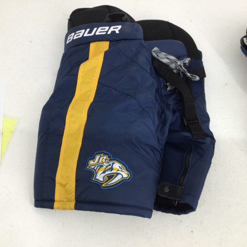 Vist Large View of Product Image Which is Used Bauer JR PREDS JR SM HOCKEY PANTS Junior Pant Navy Blue SM