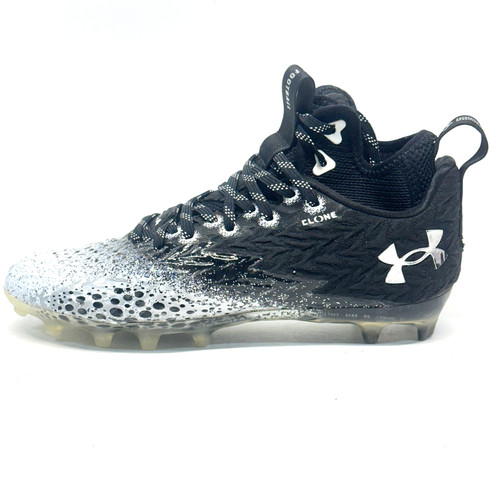 Vist Large View of Product Image Which is Used Under Armour SPOTLIGHT CLONE Adult FB Cleats Black And White Senior 8.5