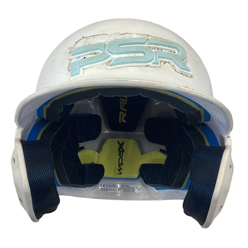 Vist Large View of Product Image Which is Used Rawlings 6 7/8 - 7 5/8 Batting Helmet No Mask White LG