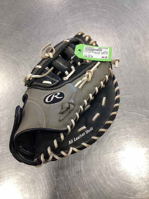 Vist Large View of Product Image Which is Used Rawlings HIGHLIGHT SURE CATCH BB/SB First Base RH Throw Black 13"