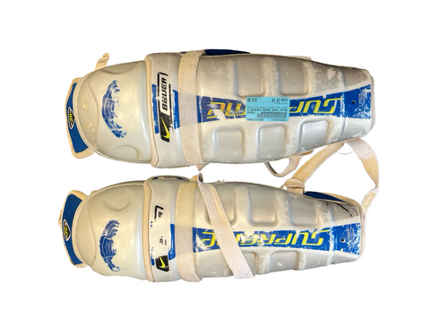 Vist Large View of Product Image Which is Used Bauer NIKE BAUER SUPREME SHIN GUARDS Senior Shin Guards White 14"