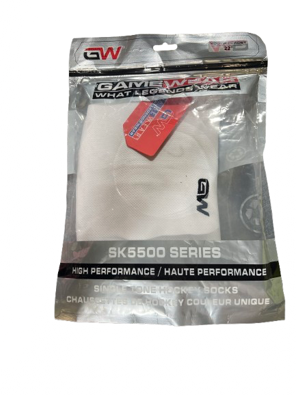 Vist Large View of Product Image Which is Used Gamewear Hockey Sock White 22"