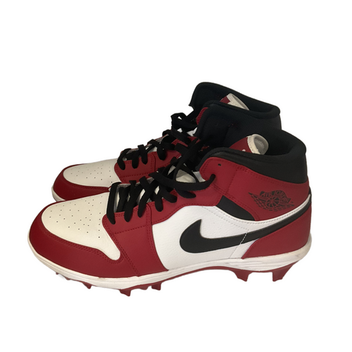 Vist Large View of Product Image Which is Used Nike JODAN 1 MID TD FOOTBALL CLEATS Adult FB Cleats White/Black/Red Senior 12