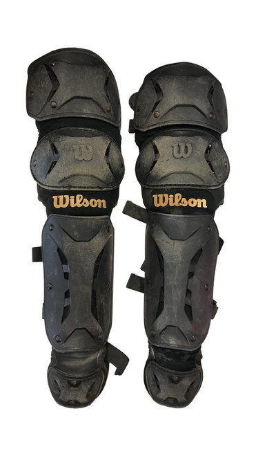 Vist Large View of Product Image Which is Used, Wilson, Catcher’s, Leg Guards, Black, Youth