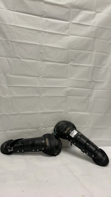 Vist Large View of Product Image Which is Used Rawlings 9C Catchers Leg Guards Black T-Ball