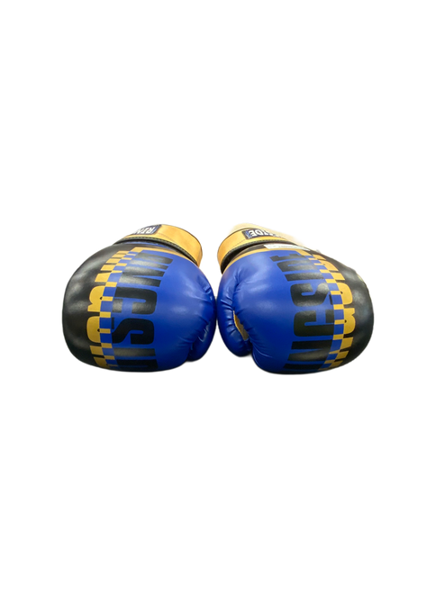 Vist Large View of Product Image Which is Used Ringside Boxing Gloves Royal Blue And Gold Senior