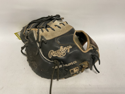 Vist Large View of Product Image Which is Used Rawlings HEART OF THE HIDE BB/SB First Base RH Throw Black And Grey 12"