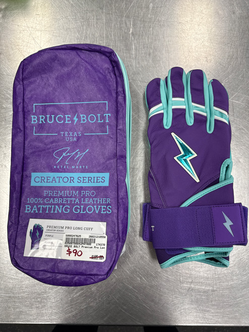 Vist Large View of Product Image Which is New Bruce Bolt Premium Pro Long Cuff Purple XL Ketel Marte