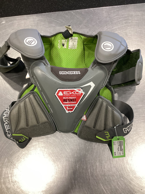 Vist Large View of Product Image Which is Used Maverik MX SHOULDER Lacrosse Shoulder Pads Grey LG