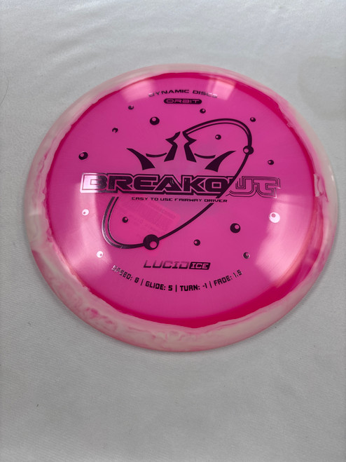 Vist Large View of Product Image Which is Used Dynamic Discs ORBIT LUCID ICE BREAKOUT Disc Golf Driver Pink