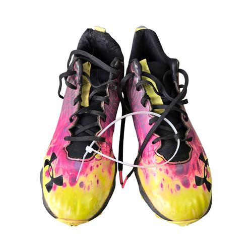 Vist Large View of Product Image Which is Used Under Armour Jr FB Cleats Black And Pink Junior 06