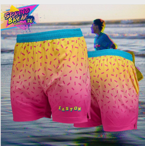 Vist Large View of Product Image Which is New SPRING BREAK ADULT YELLOW/PINK SPRINKLE SHORTS