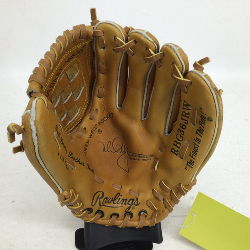 Vist Large View of Product Image Which is Used Rawlings 9.5 IN MARK MCGWIRE MODEL RHT BB GLOVE BB/SB Glove RH Throw Brown 9 1/2"