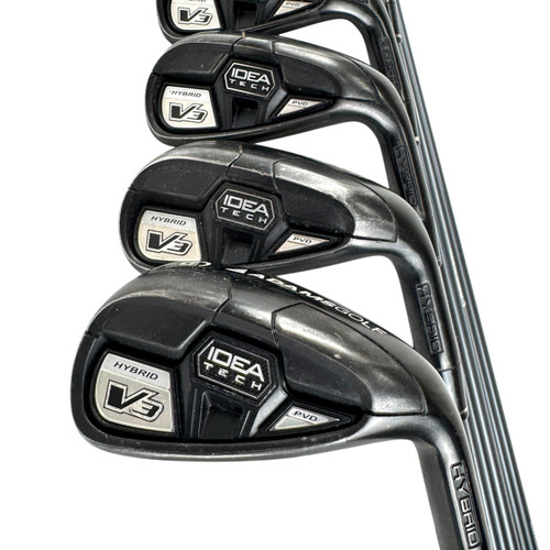 Vist Large View of Product Image Which is Used Adams Golf IDEA TECH HYBRID V3 Men's RH Iron Set 4H-GW Regular Flex Graphite Shaft