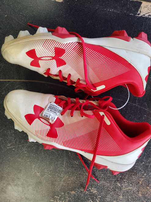 Vist Large View of Product Image Which is Used Under Armour BASEBALL CLEAT SZ 11.5 BB/SB Cleats Red Senior 11.5