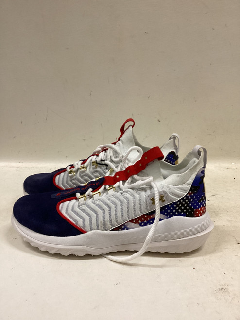 Vist Large View of Product Image Which is Used Under Armour HARPER 9 USA TURFS BB/SB Cleats White/Red/Navy Senior 12