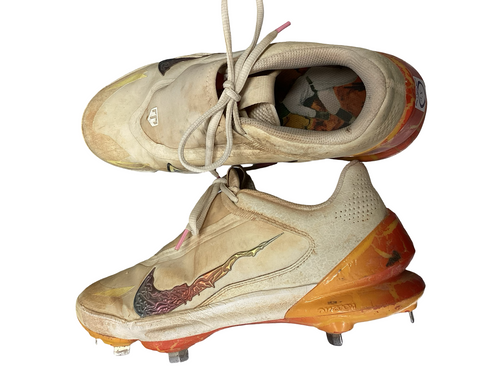 Vist Large View of Product Image Which is Used Nike TROUT BB/SB Cleats White And Orange Senior 9.5