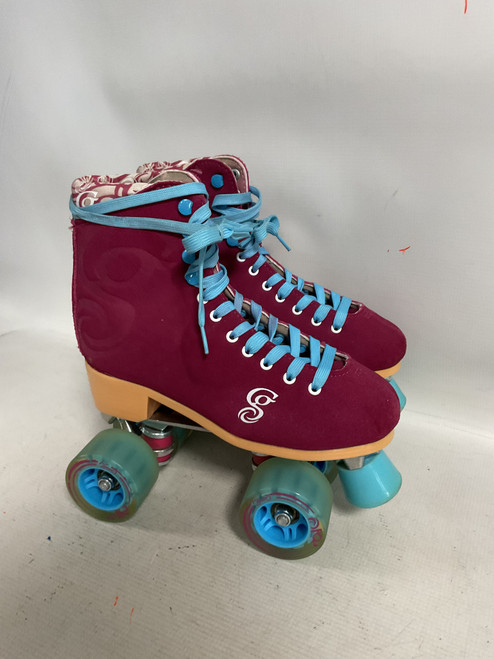 Vist Large View of Product Image Which is Used RollerDerby CANDI GIRL Senior Roller Quad Skates Maroon Senior 7