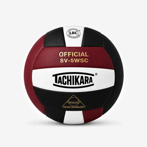 Vist Large View of Product Image Which is Tachikara Indoor Volleyball Cardinal/White/Black #SV5WSC