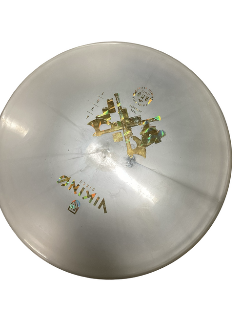 Vist Large View of Product Image Which is Used VIKING DISCS ARMOR Disc Golf Mid Range White