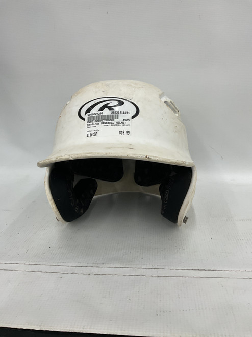 Vist Large View of Product Image Which is Used Rawlings BASEBALL HELMET Batting Helmet No Mask White SM