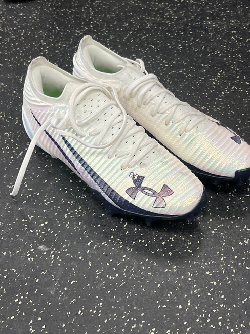 Vist Large View of Product Image Which is Used Under Armour Adult FB Cleats White Senior 14