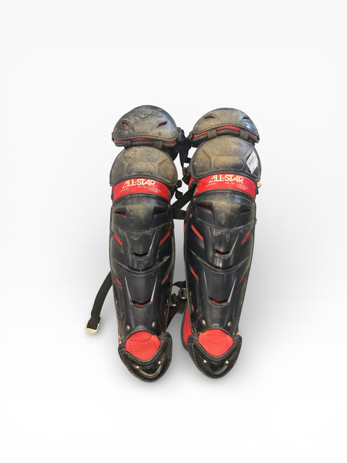 Vist Large View of Product Image Which is Used All Star RED/BLUE LG30WPRO Catchers Leg Guards Navy Blue Adult