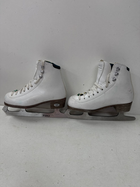 Vist Large View of Product Image Which is Used Riedell EMERALD Girls Figure Skate White Junior 01