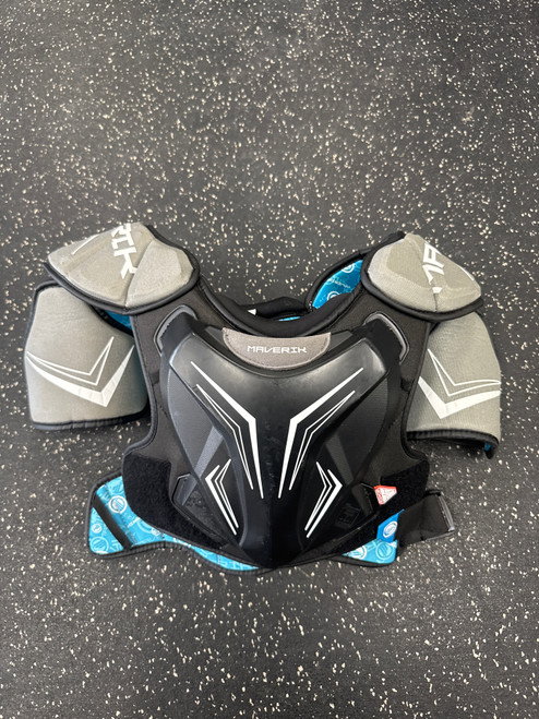 Vist Large View of Product Image Which is Used Maverik CHARGER EKG Lacrosse Shoulder Pads Black LG