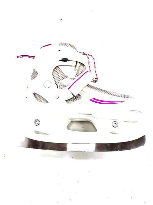 Vist Large View of Product Image Which is Used Lake Placid ADJ 1-4 Girls Softboot Skate White Adjustable