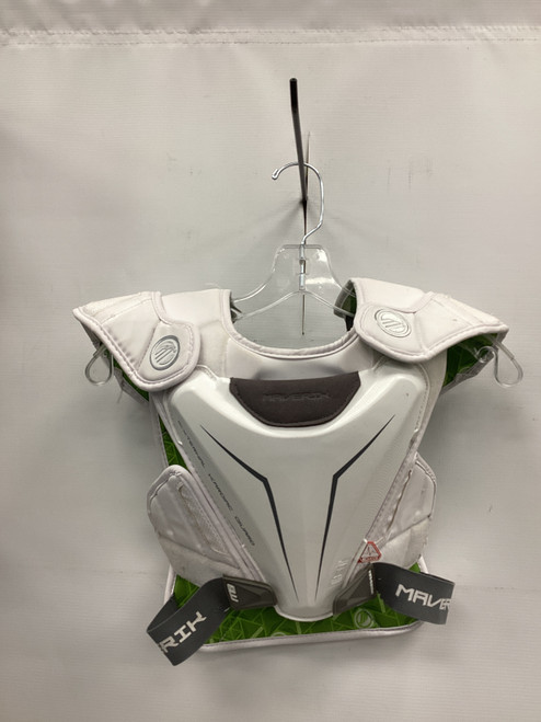Vist Large View of Product Image Which is Used Maverik M6 EKG SHOULDER PAD Lacrosse Shoulder Pads White MD