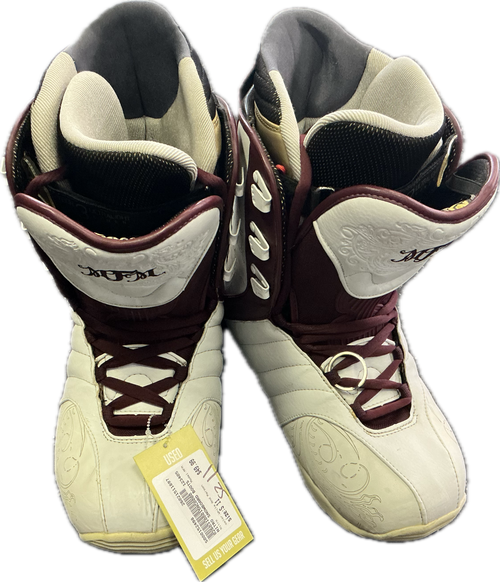 Vist Large View of Product Image Which is Used Nitro MFM Mens Snowboard Boots White And Maroon Senior 11