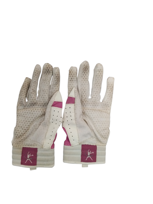 Vist Large View of Product Image Which is Used Mizuno BB/SB Batting Gloves White LG