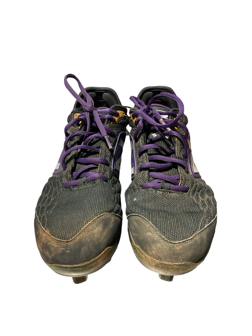 Vist Large View of Product Image Which is Used New Balance BLK/PURPLE METAL CLEATS BB/SB Cleats Purple Senior 9.5