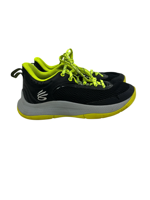 Vist Large View of Product Image Which is Used Under Armour Curry Jr 4.5 Basketball Shoes Black And Neon Green 