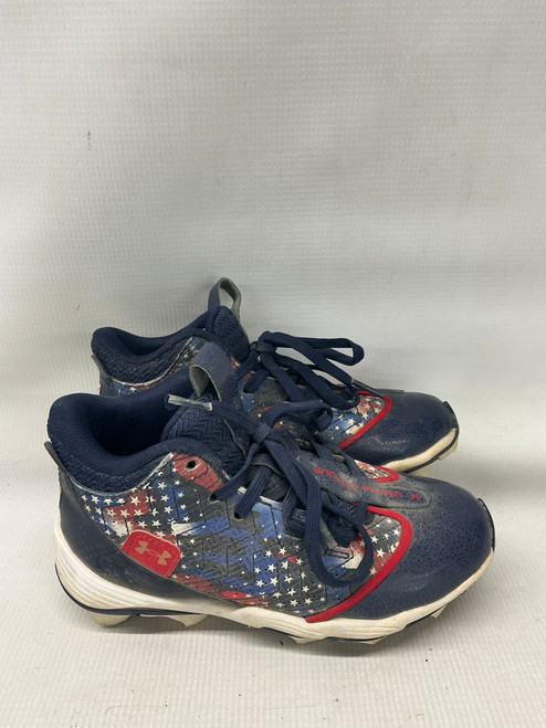 Vist Large View of Product Image Which is Used Under Armour HARPER 9 USA BB/SB Cleats White/Red/Navy Junior 01