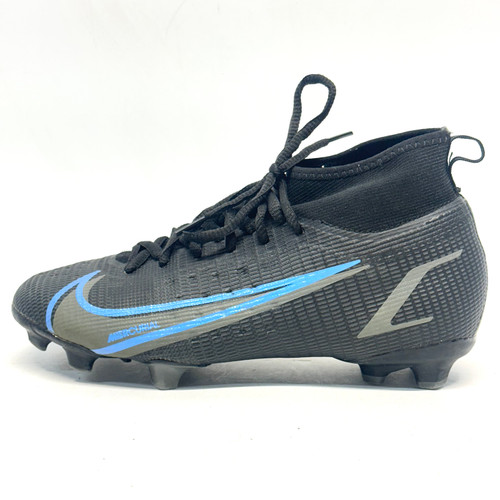 Vist Large View of Product Image Which is Used Nike JR ZOOM SUPERFLY Soccer Cleats Black And Carolina Blue Junior 04.5