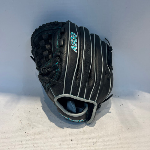 Vist Large View of Product Image Which is Used Wilson A500 BB/SB Glove LH Throw Black 12"