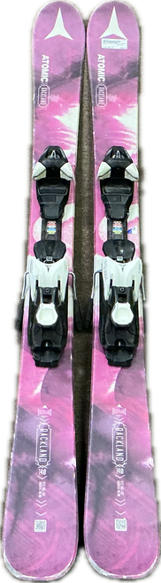 Vist Large View of Product Image Which is Used Atomic BACKLAND Girls DH Ski/Binding Purple And White 140 cm