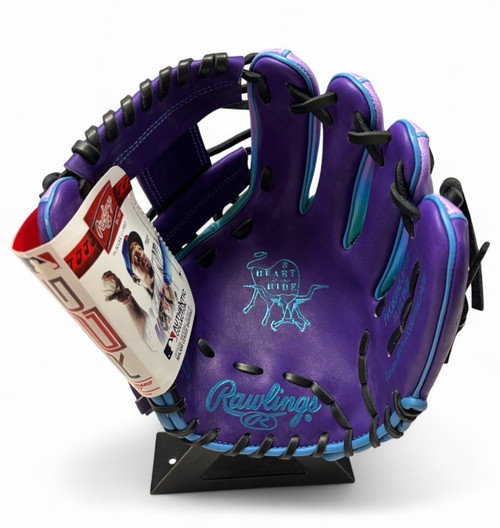 Vist Large View of Product Image Which is Used Rawlings PROR204-2PUB BB/SB Glove RH Throw Purple 11 1/2"