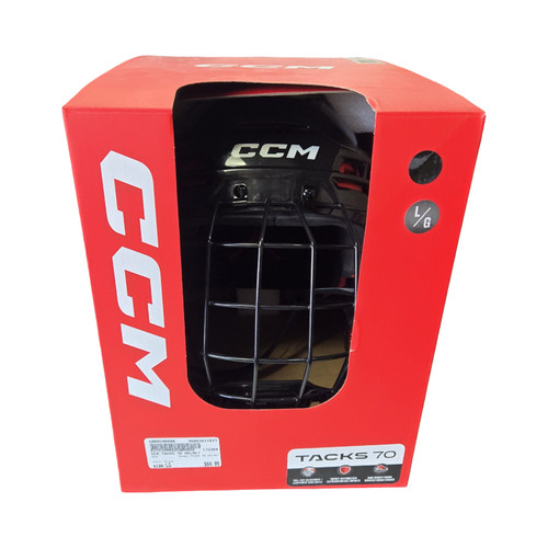 Vist Large View of Product Image Which is Used CCM TACKS 70 HELMET Helmet Cage Combo Black LG