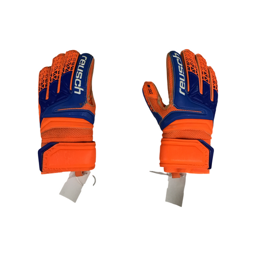 Vist Large View of Product Image Which is Used Reusch SG Soccer Goalie Gloves Royal Blue And Orange 6