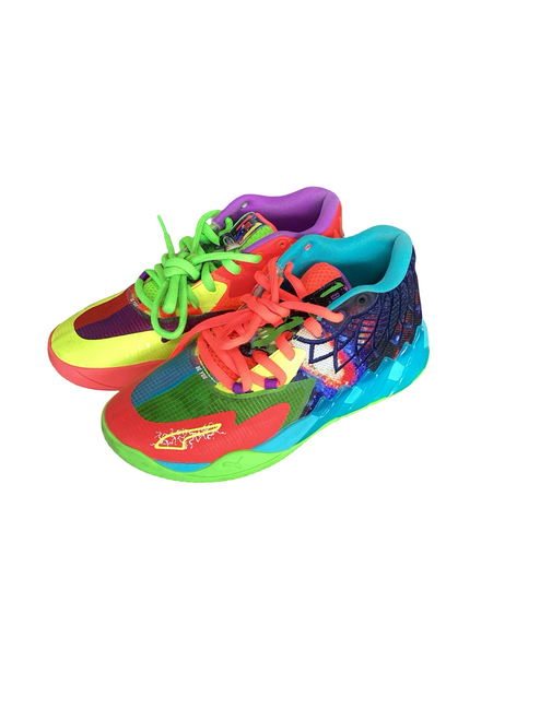 Vist Large View of Product Image Which is Used Puma MELO Basketball Shoes M Royal Blue And Yellow Senior 6.5