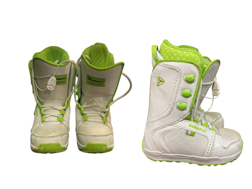 Vist Large View of Product Image Which is Used Firefly USED Boys Snowboard Boots Green And White Junior 03